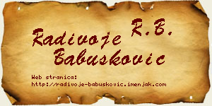 Radivoje Babušković vizit kartica